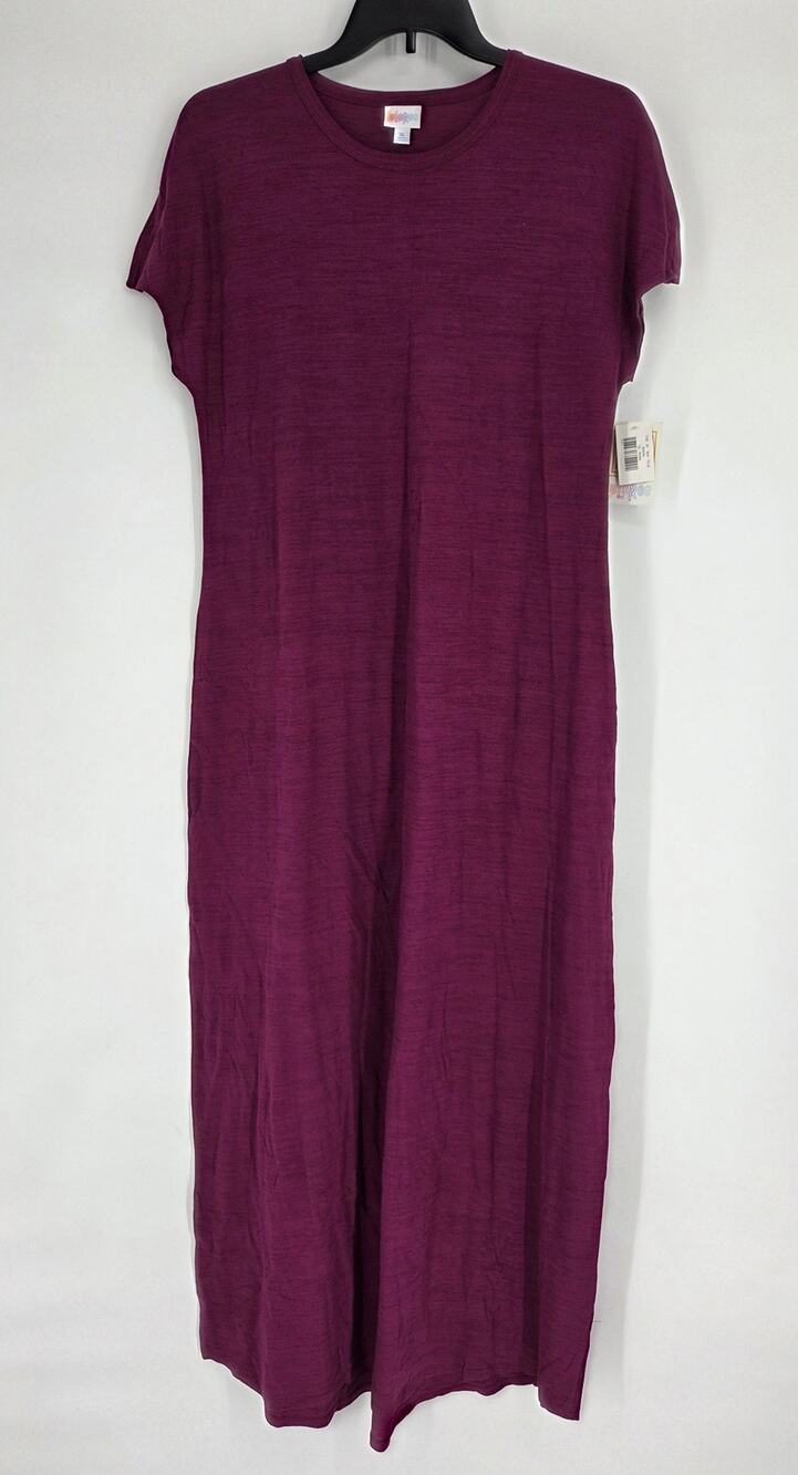 LuLaRoe Maria Plum Purple Heathered Solid Summer Cotton Maxi Dress NEW Size XL